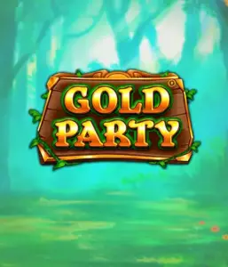 Enter the magical forest of Gold Party slot by Pragmatic Play, featuring a charming wooden sign decorated with golden letters. The backdrop of misty green forest that adds a touch of enchantment to the game's theme. Perfect for those who enjoy enchanted forest settings, promising a captivating escape. 